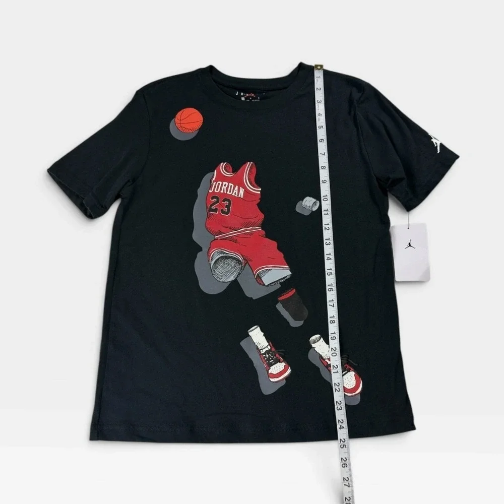 Jordan Graphic T-Shirt 95F159-023 Boys L Black Invisible Jersey NWT